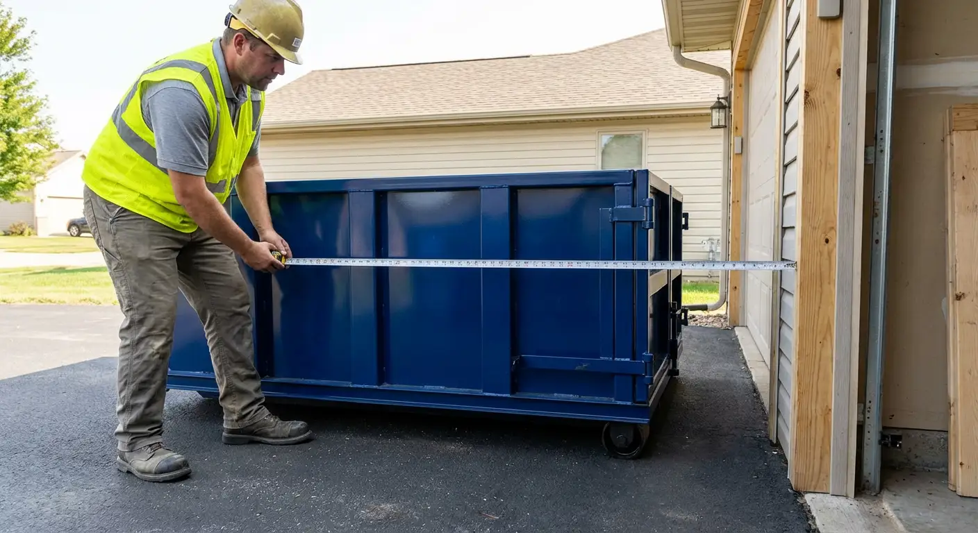 Site assessment for dumpster placement showing clearance requirements in Kennewick, WA