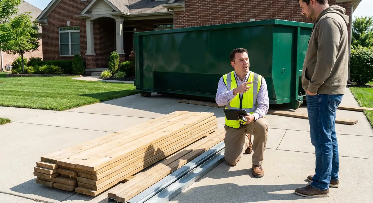 Dumpster rental delivery truck in Kennewick